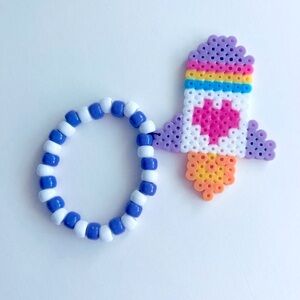 🍒 5/$25 🍒 Starship Rave Kandi Perler Bracelet